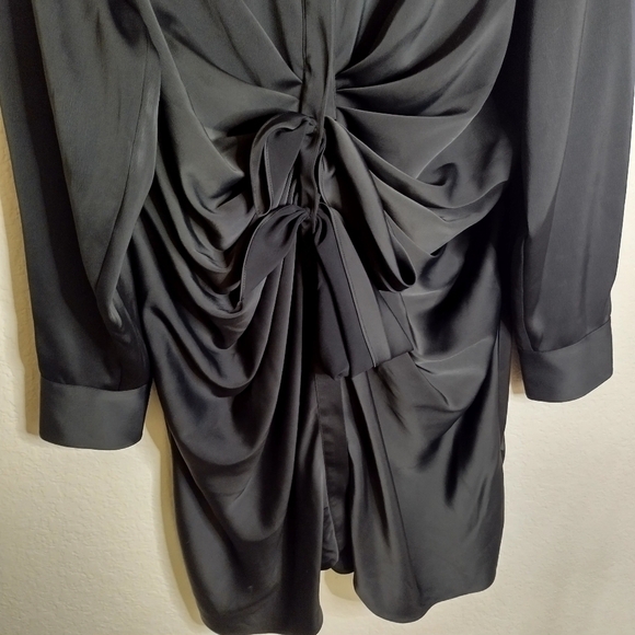 GOOD AMERICAN Tie Front Mini After Party Dress Black Satin sz 5/ 2Xl - Picture 5 of 10
